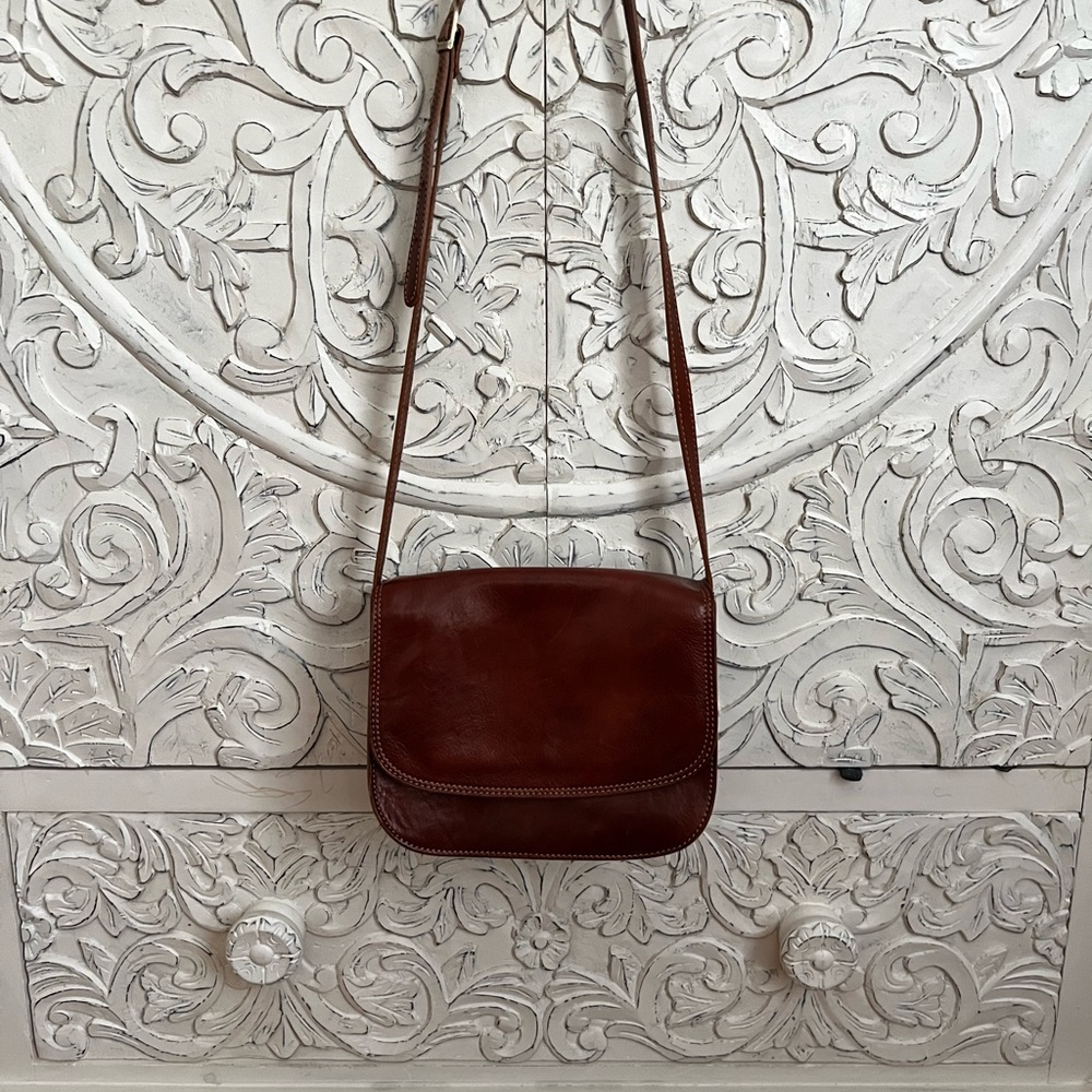 Handmade Italian Leather Crossbody bag. Gently used